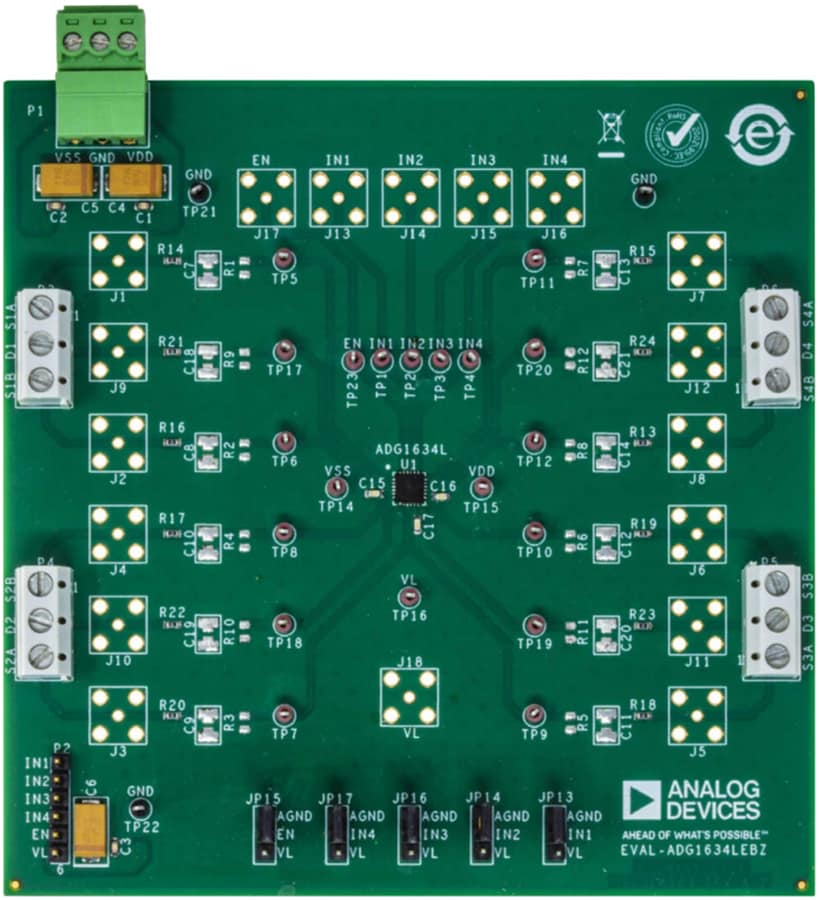 Plan mécanique - Analog Devices Inc. Carte d'évaluation EVAL-ADG1634LEBZ pour ADG1634L
