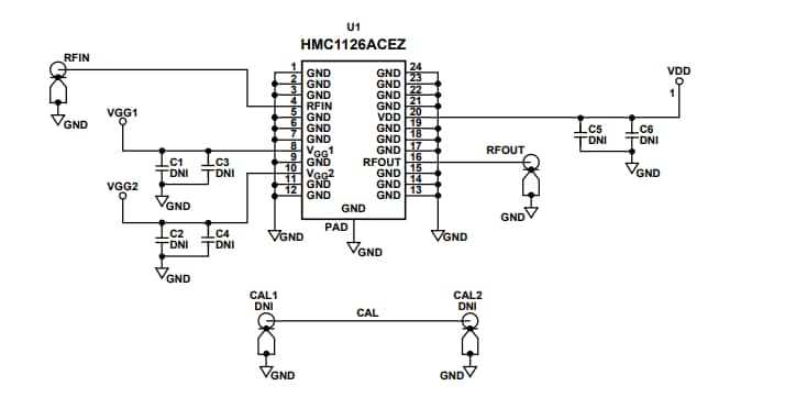 Schéma - Analog Devices Inc. Carte d'évaluation HMC1126-EVALZ