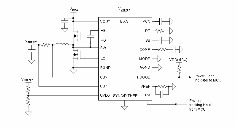 Schéma du circuit d'application - Texas Instruments Contrôleur Boost LM51231-Q1