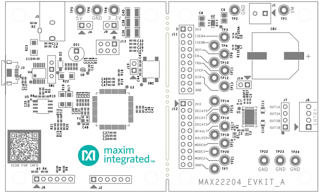 Plan mécanique - Analog Devices / Maxim Integrated Kit d’évaluation de pilote moteur MAX22204EVKIT