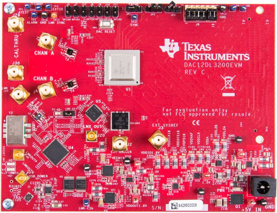Plan mécanique - Texas Instruments Module d'évaluation (EVM) de CNA DAC12DL3200EVM
