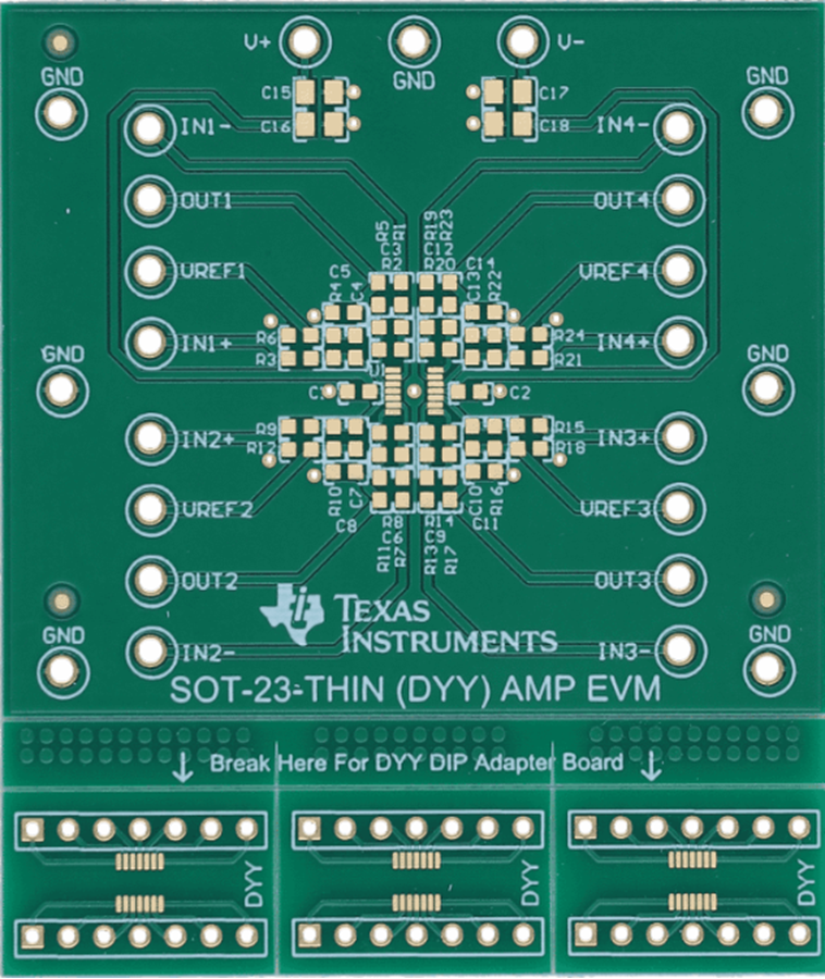 Plan mécanique - Texas Instruments Module d'évaluation (EVM) d'amplificateurs opérationnels DYY-AMP-EVM
