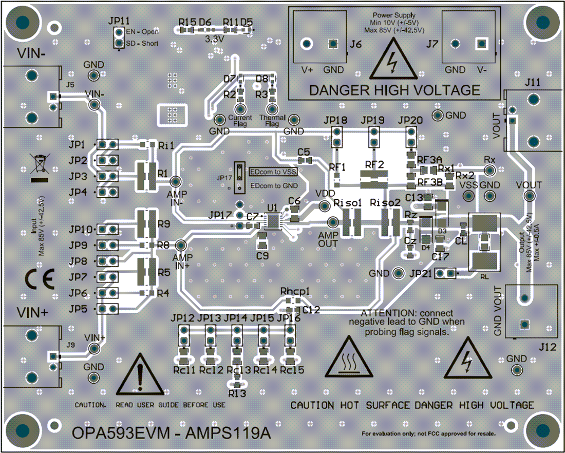 Plan mécanique - Texas Instruments Module d'évaluation (EVM) d'amplificateur opérationnel OPA593EVM