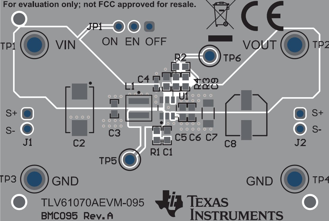 Plan mécanique - Texas Instruments Module d'évaluation de convertisseur TLV61070AEVM-095