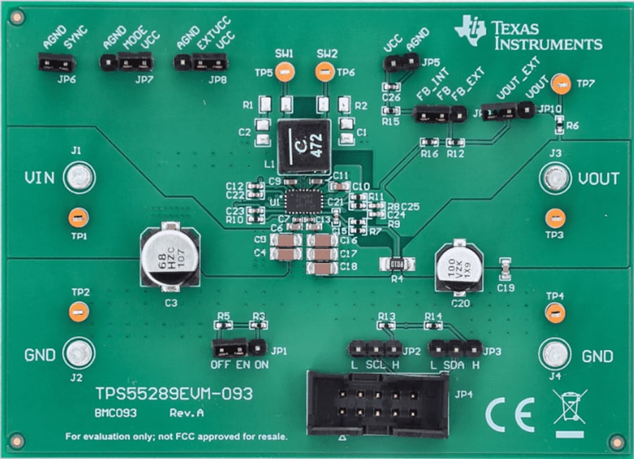 Plan mécanique - Texas Instruments Module d'évaluation de convertisseur TPS55289EVM-093