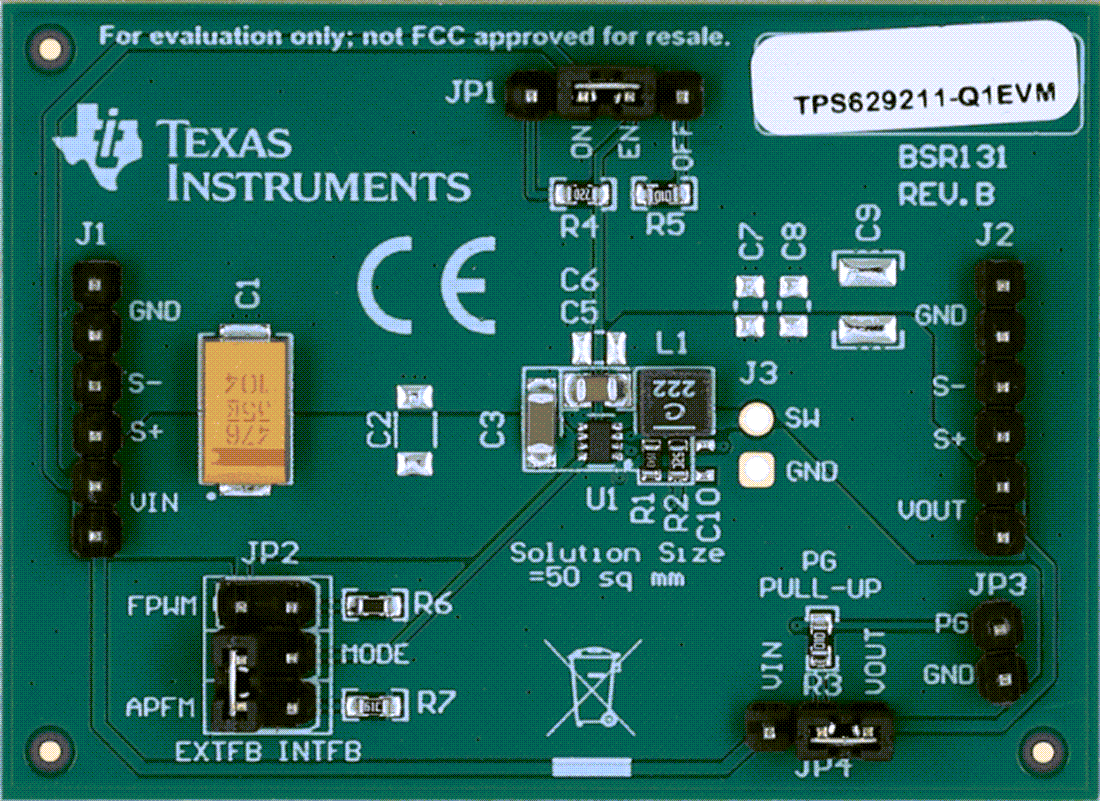 Plan mécanique - Texas Instruments Module d'évaluation de convertisseur TPS629211-Q1EVM
