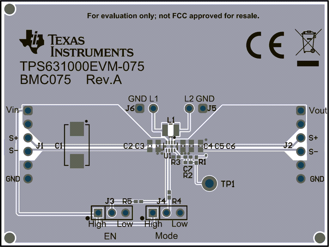 Plan mécanique - Texas Instruments Module d'évaluation de convertisseur TPS631000EVM-075