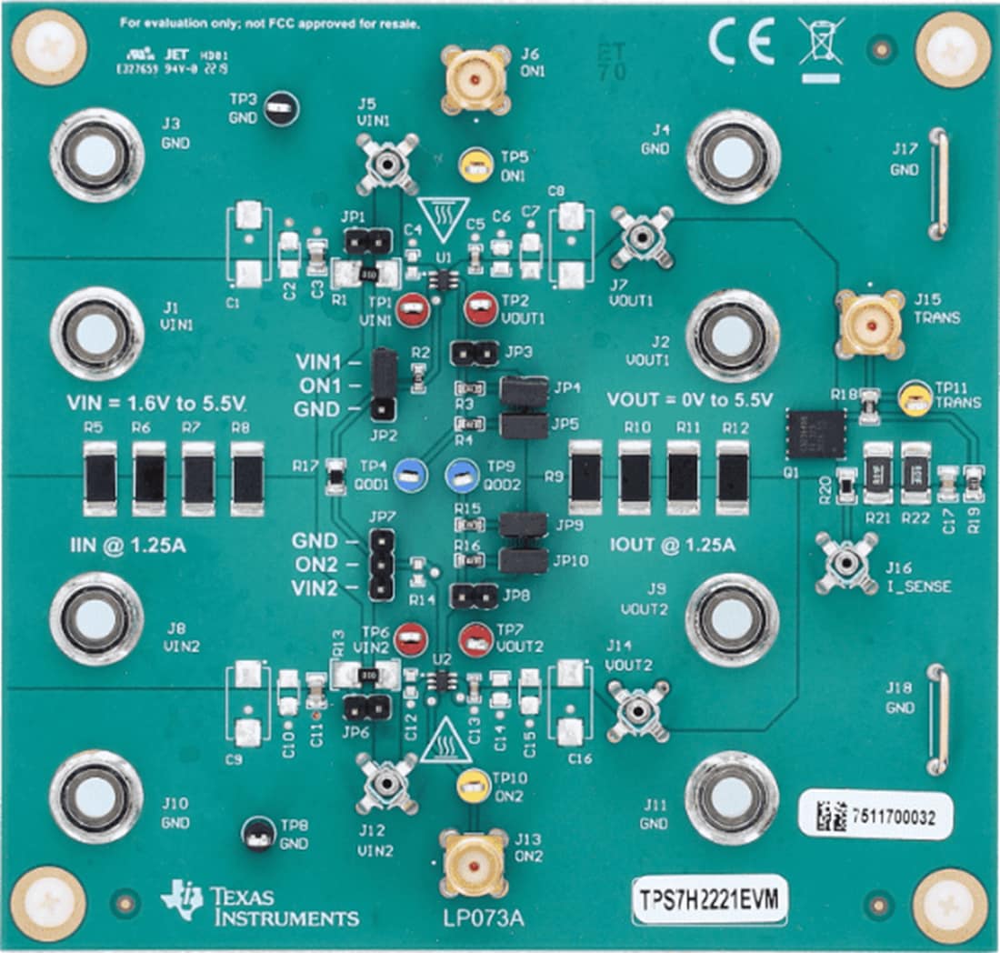 Plan mécanique - Texas Instruments Module d'évaluation de commutateurs de charge TPS7H2221EVM