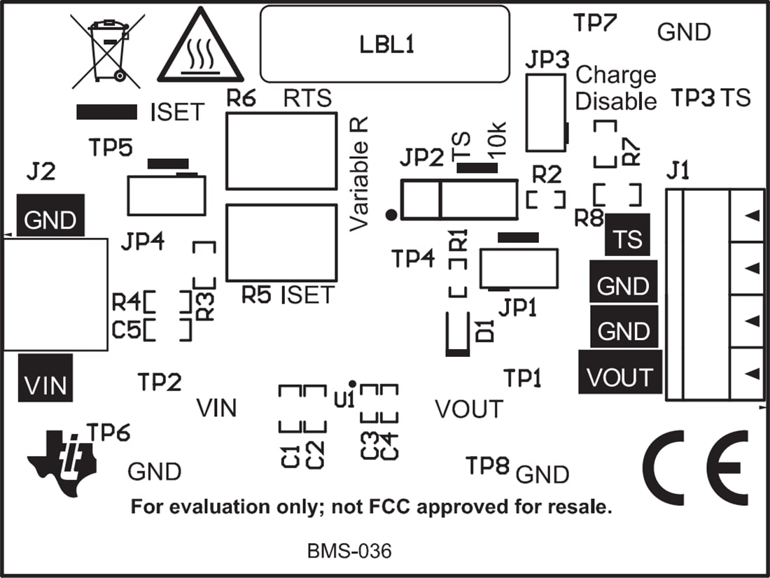 Plan mécanique - Texas Instruments Module d'évaluation (EVM) de chargeur bq25175EVM