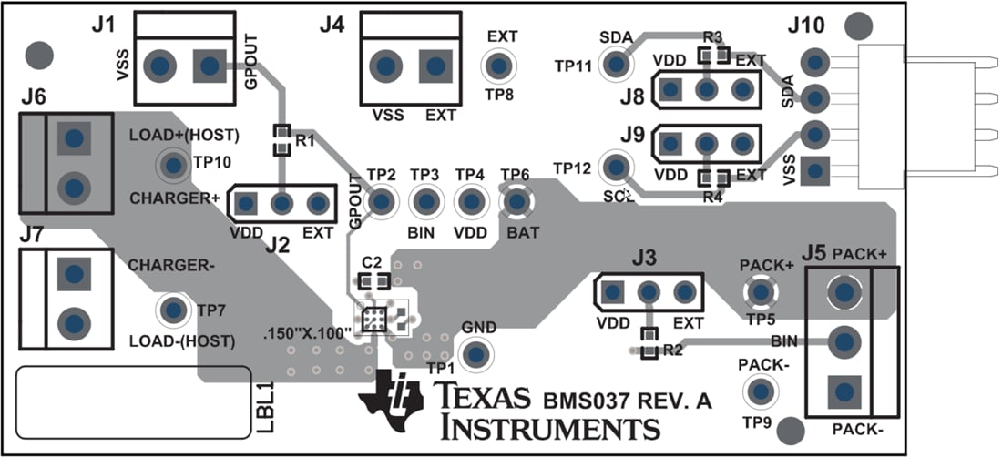 Plan mécanique - Texas Instruments Module d'évaluation (EVM) bq27427EVM
