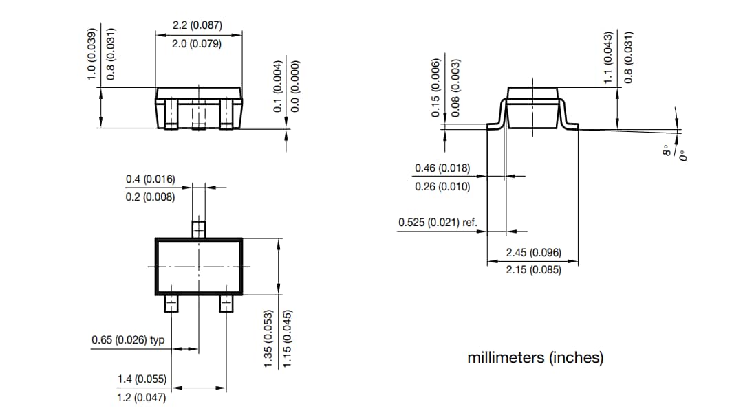 Plan mécanique - Vishay Semiconductors Diodes de protection ESD double ligne BiSy VCAN33C2-03G