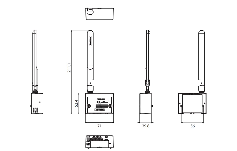 Plan mécanique - Advantech Module E/S unique RS-485 LoRaWAN WISE-2200-M