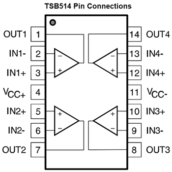 Schéma - STMicroelectronics Amplificateurs opérationnels 6 MHz TSB511, TSB512, TSB514