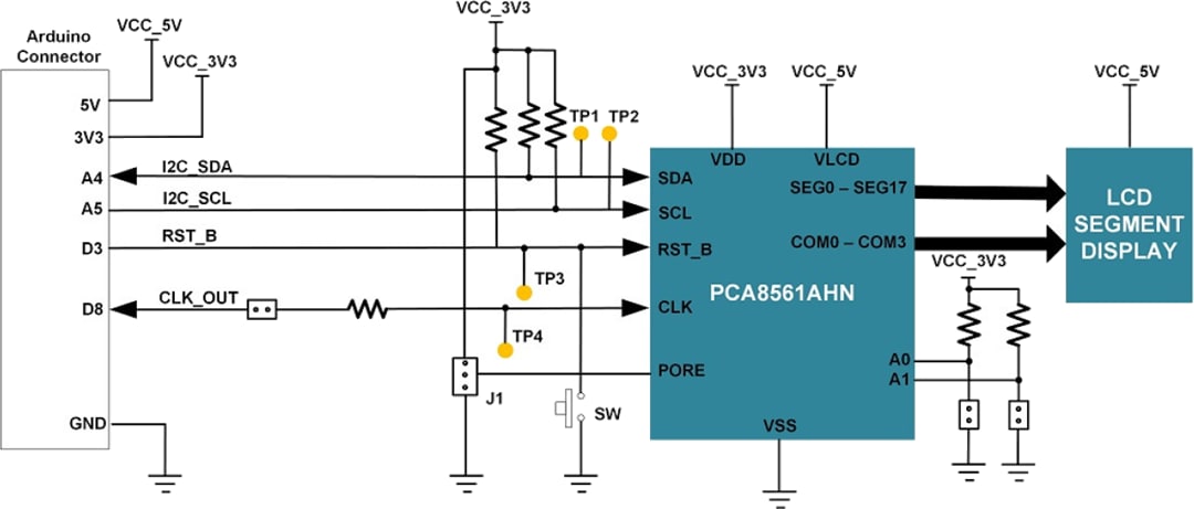 Schéma de principe - NXP Semiconductors Blindage Arduino® à pilote LCD PCA8561AHN-ARD