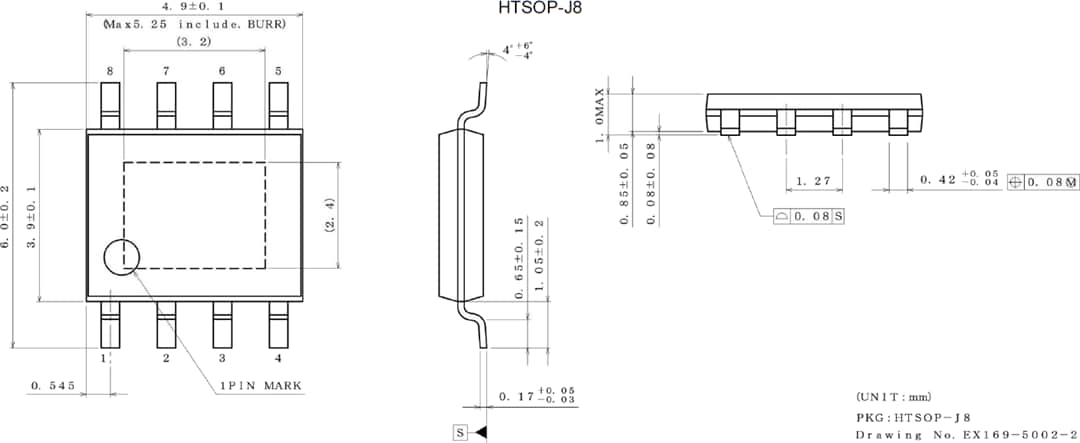 Plan mécanique - ROHM Semiconductor Pilotes BD62130xEFJ de moteur à balais CC 36 V