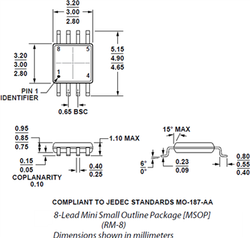 Plan mécanique - Analog Devices Inc. Amplificateurs micro-puissance ADA4505
