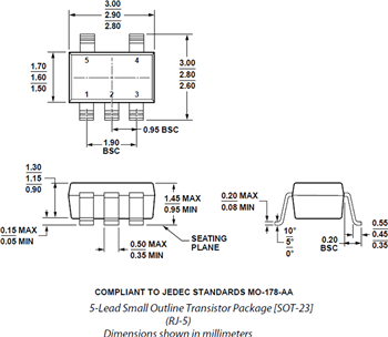 Plan mécanique - Analog Devices Inc. Amplificateurs micro-puissance ADA4505
