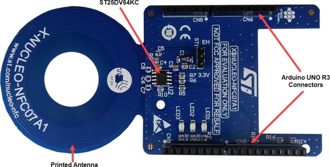 STMicroelectronics Carte d'extension d'étiquette NFC/RFID X-NUCLEO-NFC07A1