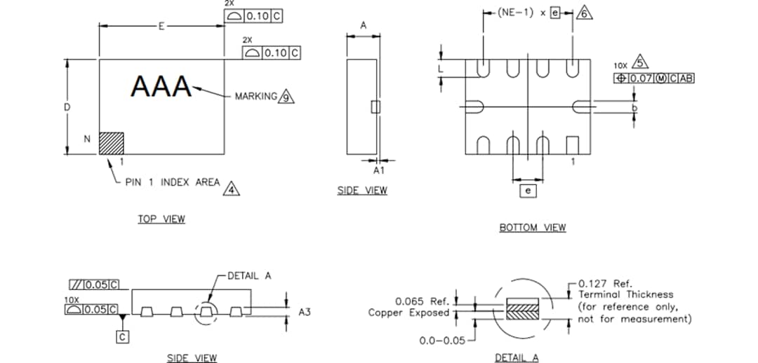 Plan mécanique - Analog Devices / Maxim Integrated Amplis op doubles MAX40263