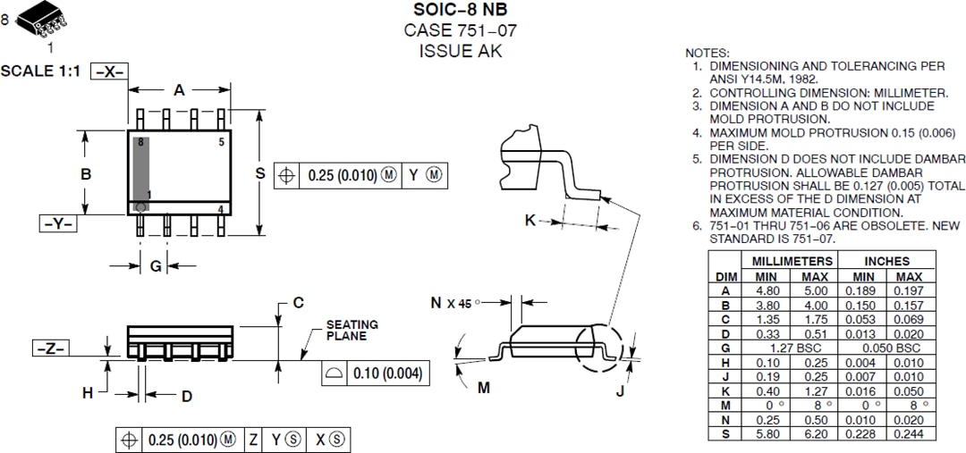 Plan mécanique - onsemi Contrôleur de facteur de puissance CrM NCP1623