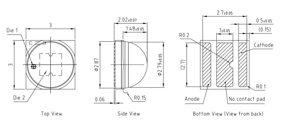 Plan mécanique - ams OSRAM GW CSSRM3 carrées OSLON®.LED haute puissance EM