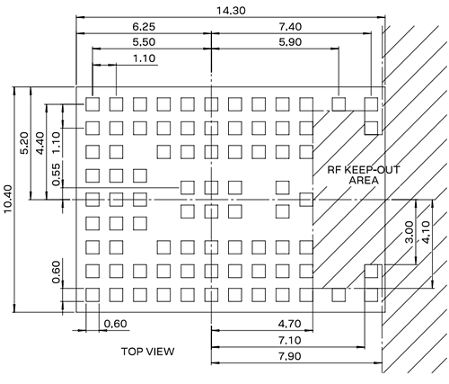 Plan mécanique - u-blox Modules multiradio Expresslink NORA-W2