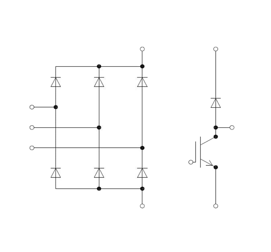 Schéma du circuit d'application - Infineon Technologies Module pont de diode 1 600 V DDB6U180N16RR