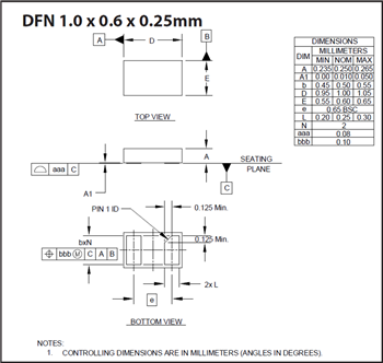Plan mécanique - Semtech Diodes TVS haute surtension PowerClamp™