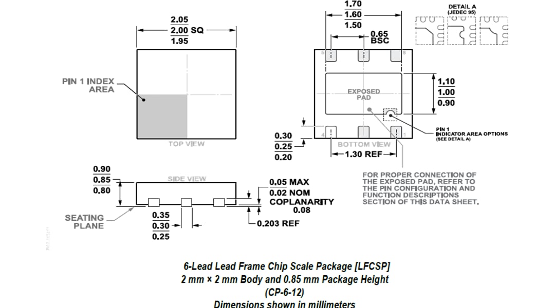 Plan mécanique - Analog Devices Inc. Amplificateur à faible bruit MMIC pHEMT GaAs ADL8121