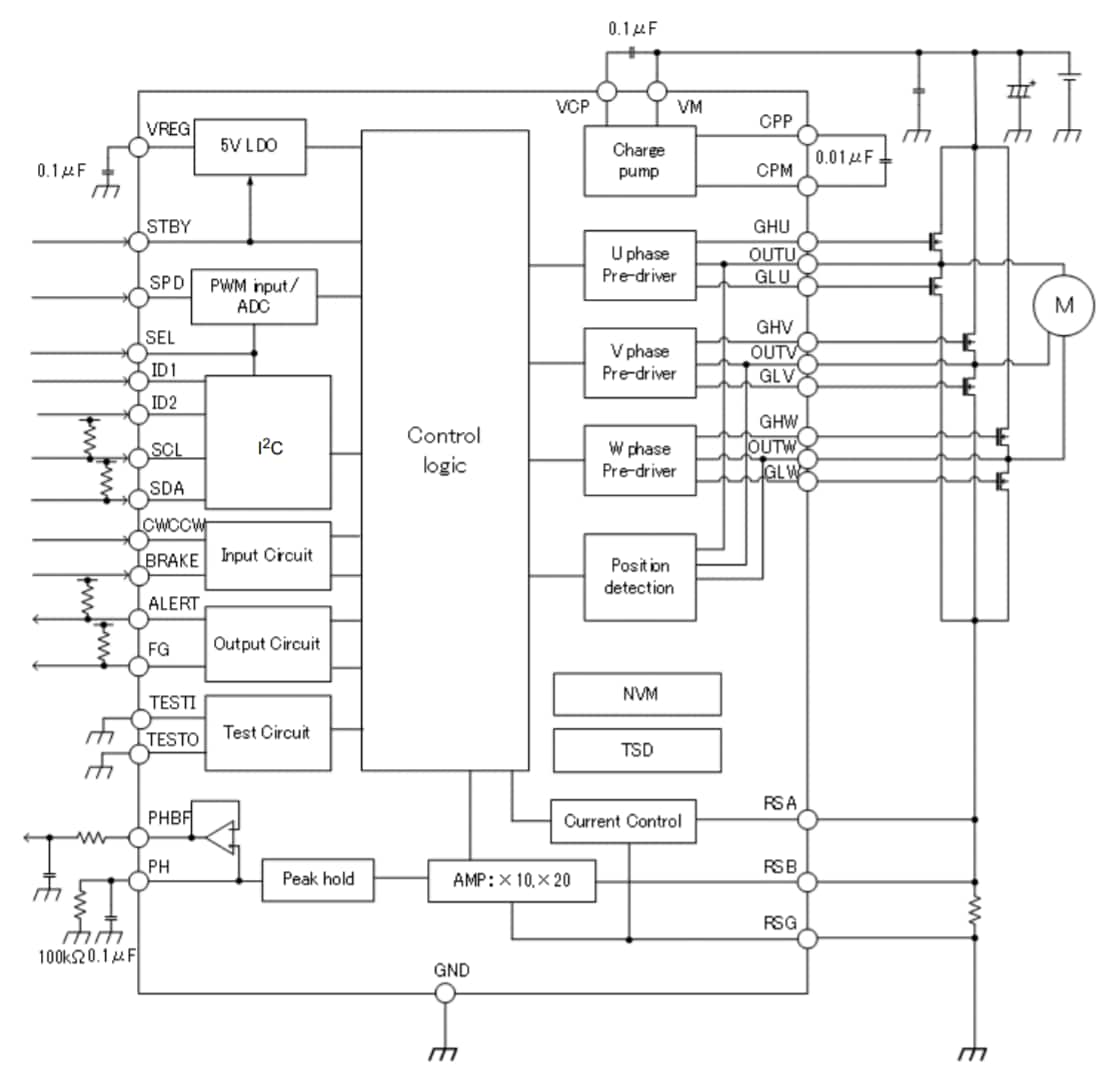 Schéma du circuit d'application - Toshiba Ci linéaire CDMOS TC78B011FTG
