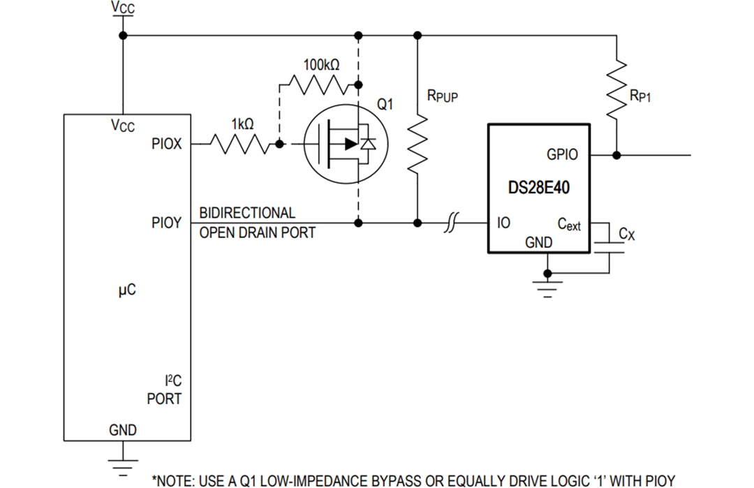 Schéma du circuit d'application - Analog Devices / Maxim Integrated Identificateur automobile 1-Wire DeepCover® DS28E40