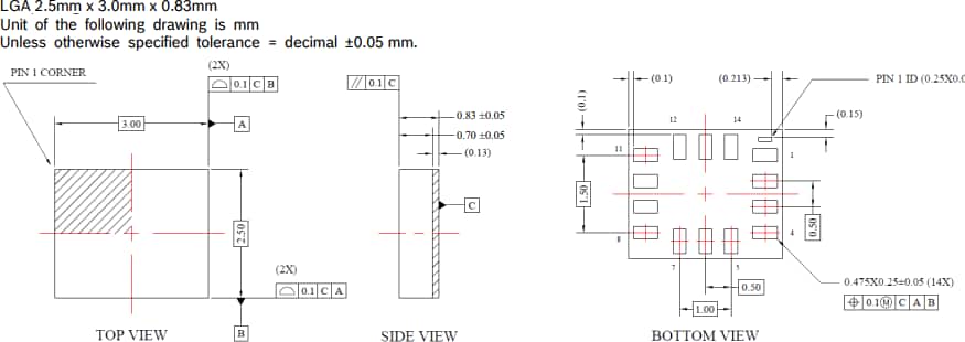 Plan mécanique - Bosch Unité de mesure inertielle (IMU) à 6 axes BMI323