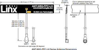 Plan mécanique - TE Connectivity / Linx Technologies Antennes 6/6E Wi-Fi® ANT‐W63-FPC
