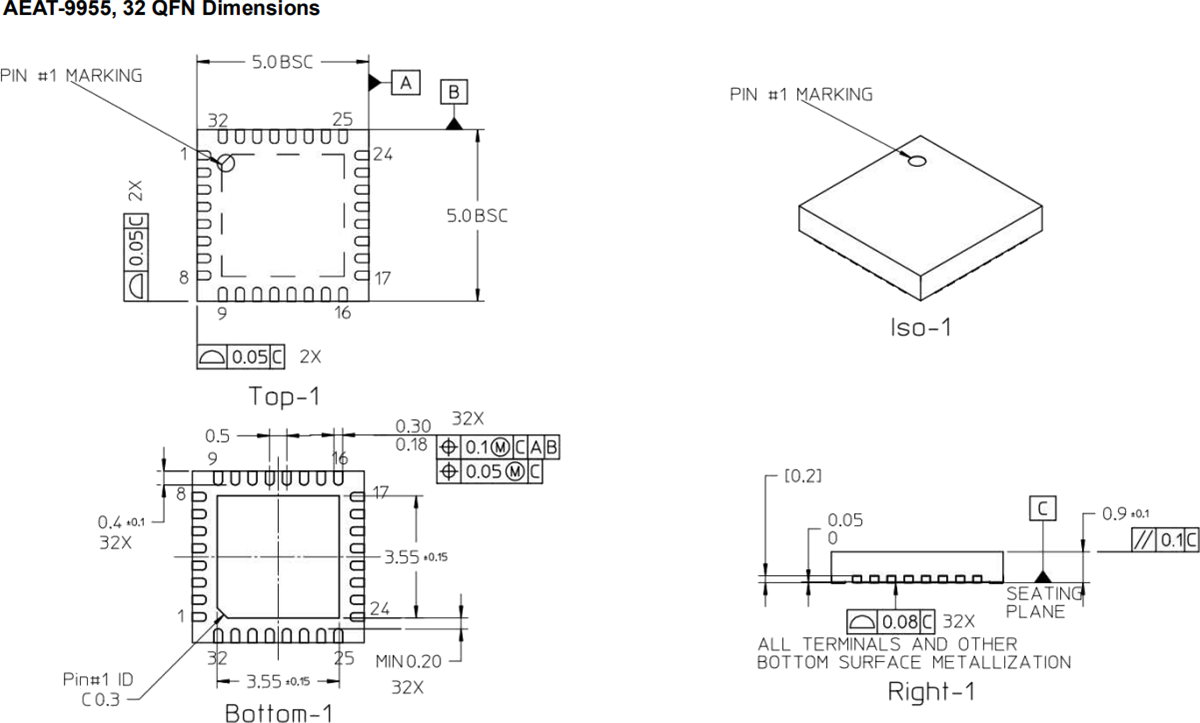 Plan mécanique - Broadcom Encodeur magnétique angulaire programmable AEAT-9955