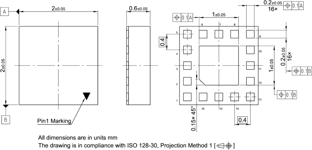 Plan mécanique - Infineon Technologies Commutateur CMOS RF BGSX33M5U16