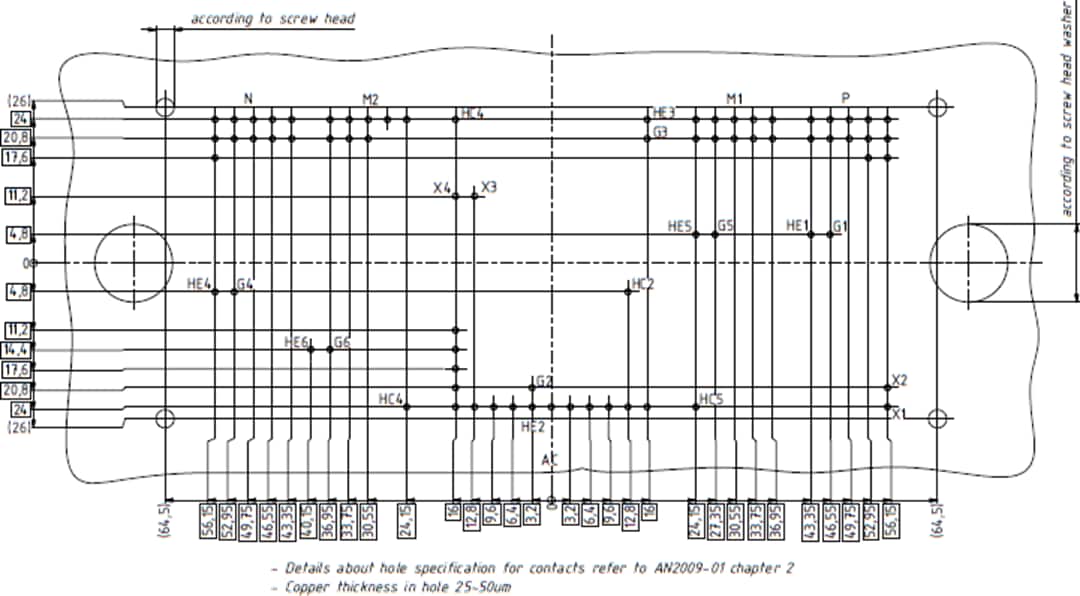 Plan mécanique - Infineon Technologies Module IGBT EasyPACK™ F3L600R10W4S7F_C22