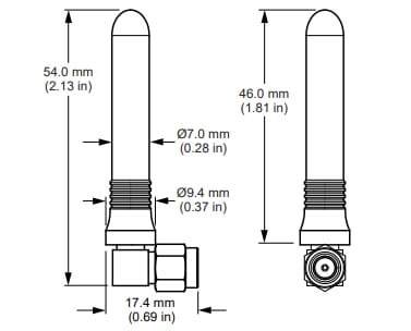 Plan mécanique - TE Connectivity / Linx Technologies Antennes 6/6E/7 Wi-Fi ANT-W63-CW-RCS 