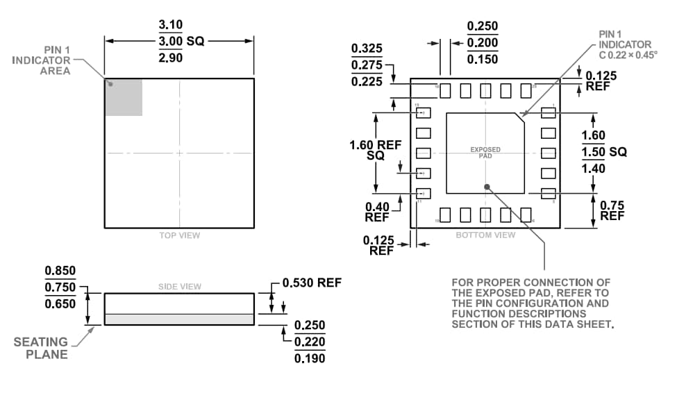 Plan mécanique - Analog Devices Inc. CI commutateurs de transmission et de réception haute puissance ADRF5141