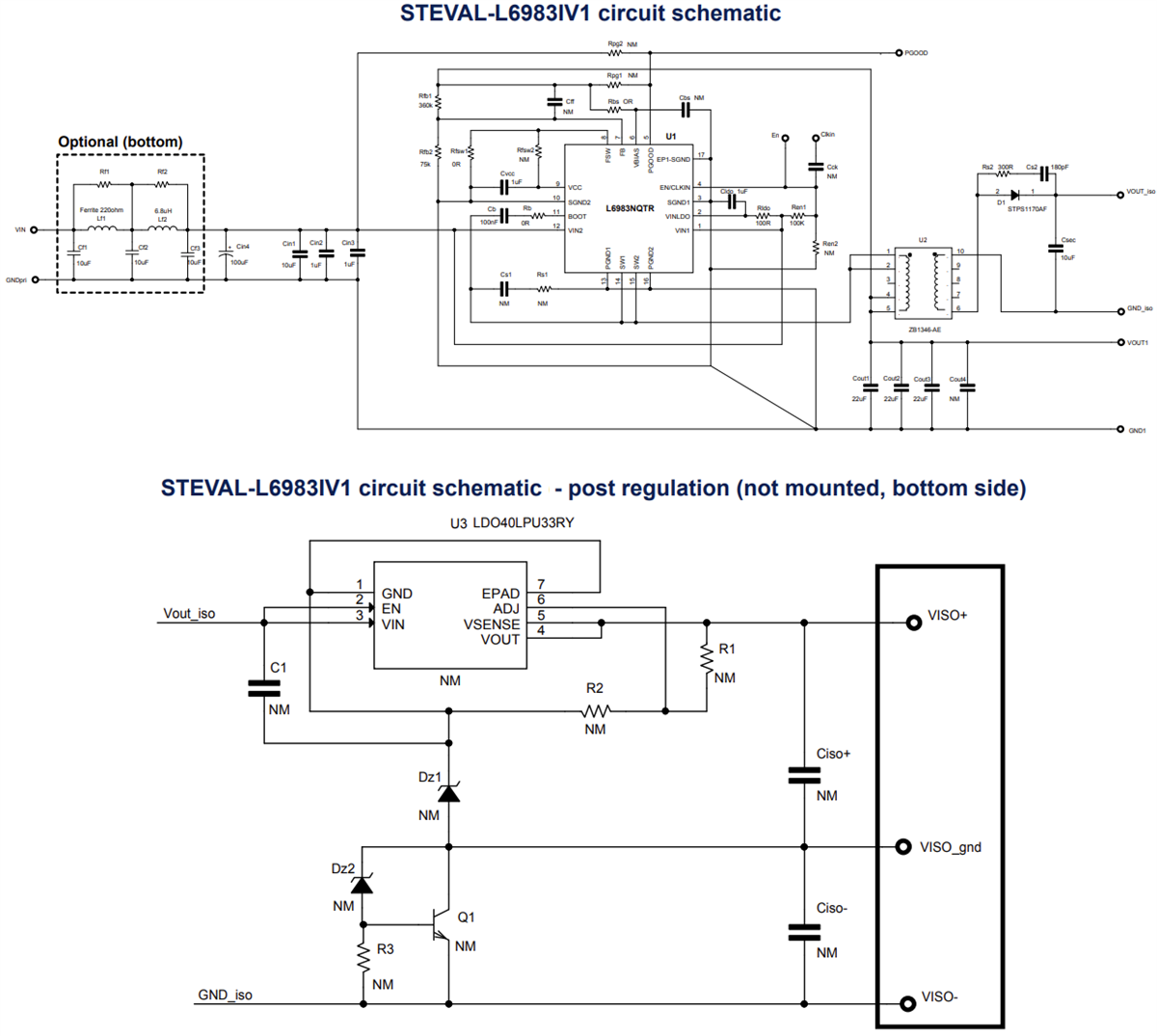 Schéma - STMicroelectronics Carte d’évaluation Iso-Buck synchrone STEVAL-L6983IV1