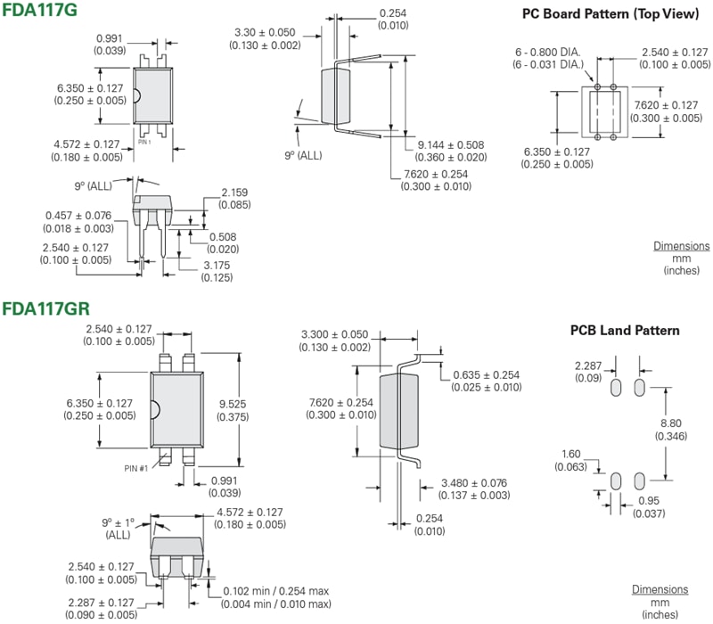 Plan mécanique - Littelfuse Pilotes MOSFET photovoltaïques FDA117