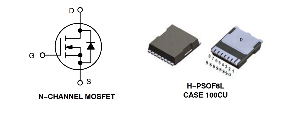 Schéma du circuit d'application - onsemi MOSFET PowerTrench® à canal N NVBLS1D5N10MC