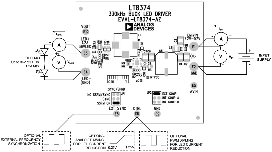 Schéma - Analog Devices Inc. Carte d'évaluation de pilote LED EVAL-LT8374-AZ