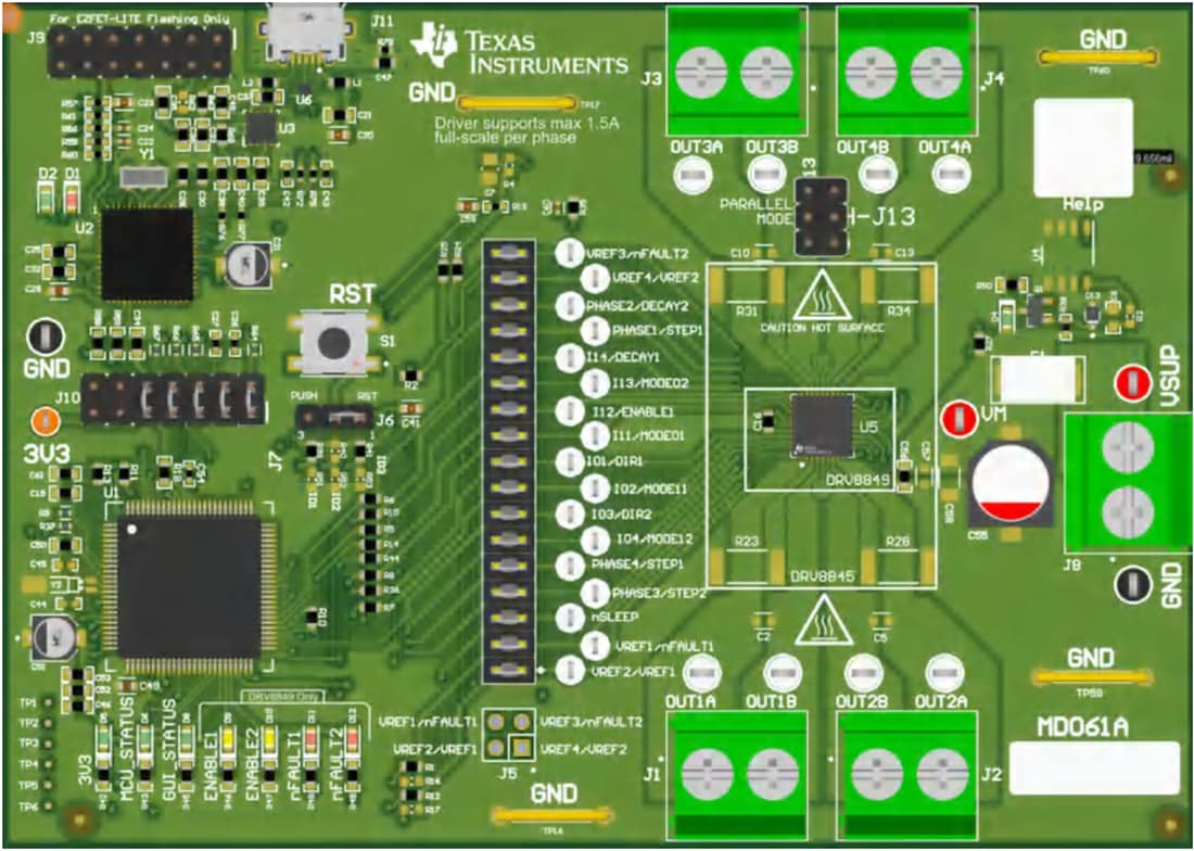 Plan mécanique - Texas Instruments Module d'évaluation de pilote de moteur pas-à-pas DRV8849EVMEVM 