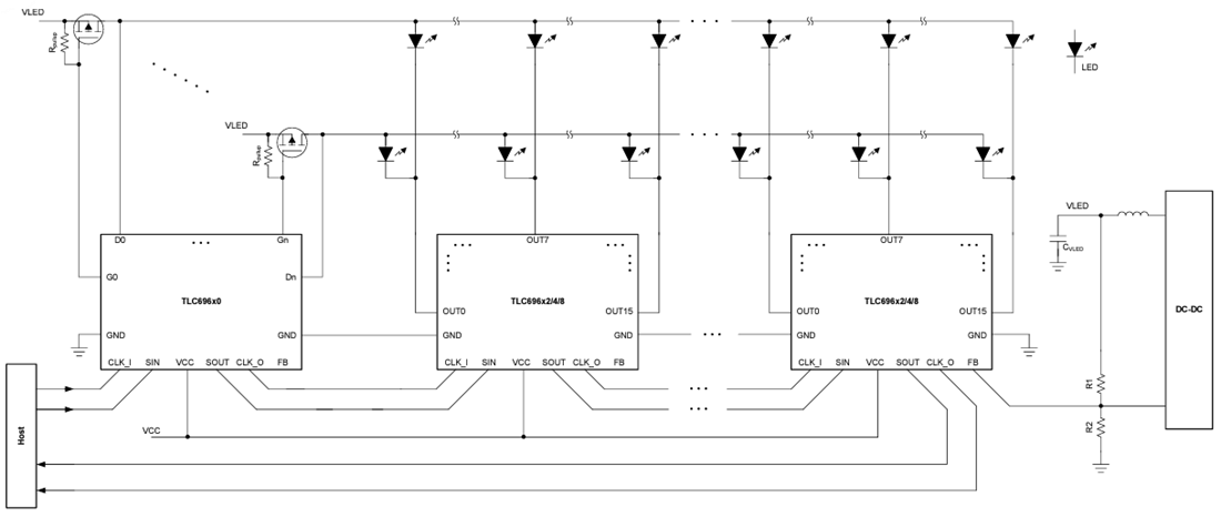 Schéma - Texas Instruments Contrôleurs TLC696x0/TLC696x0-Q1 MOSFET 8-Scan