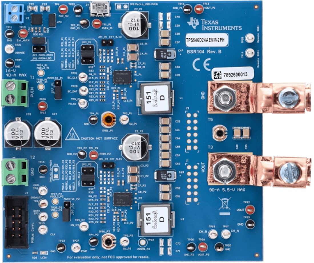 Plan mécanique - Texas Instruments Module d'évaluation de convertisseur TPS546D24AEVM-2PH