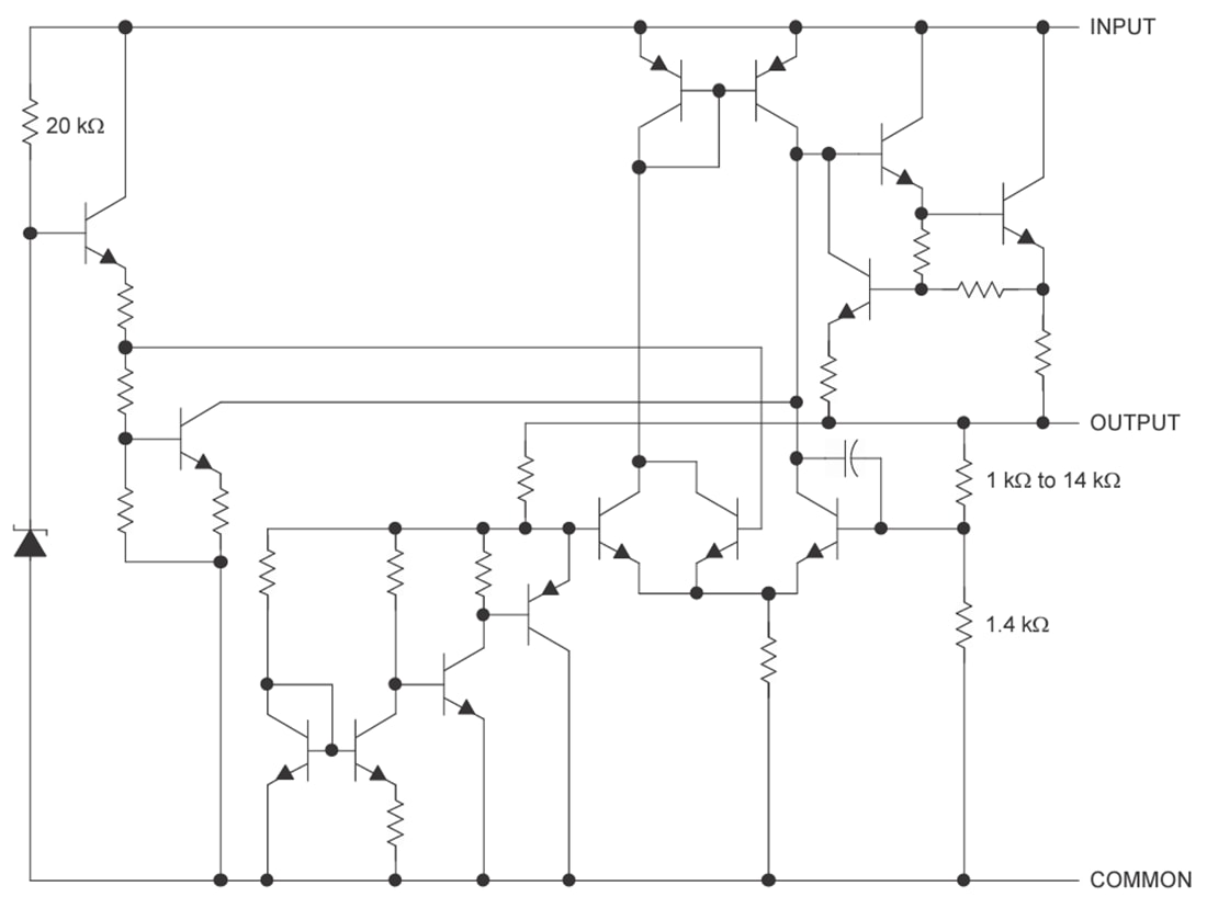 Schéma de principe - Texas Instruments Régulateurs linéaires de tension positive UA78L