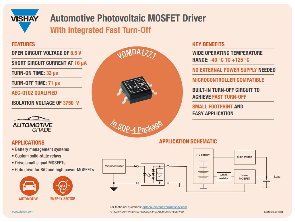 Infographie - Vishay Semiconductors Pilote de MOSFET automobile VOMDA1271