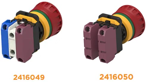 Infographie - TE Connectivity / Alcoswitch Interrupteurs PBES22 à arrêt d’urgence 22mm à bouton-poussoir