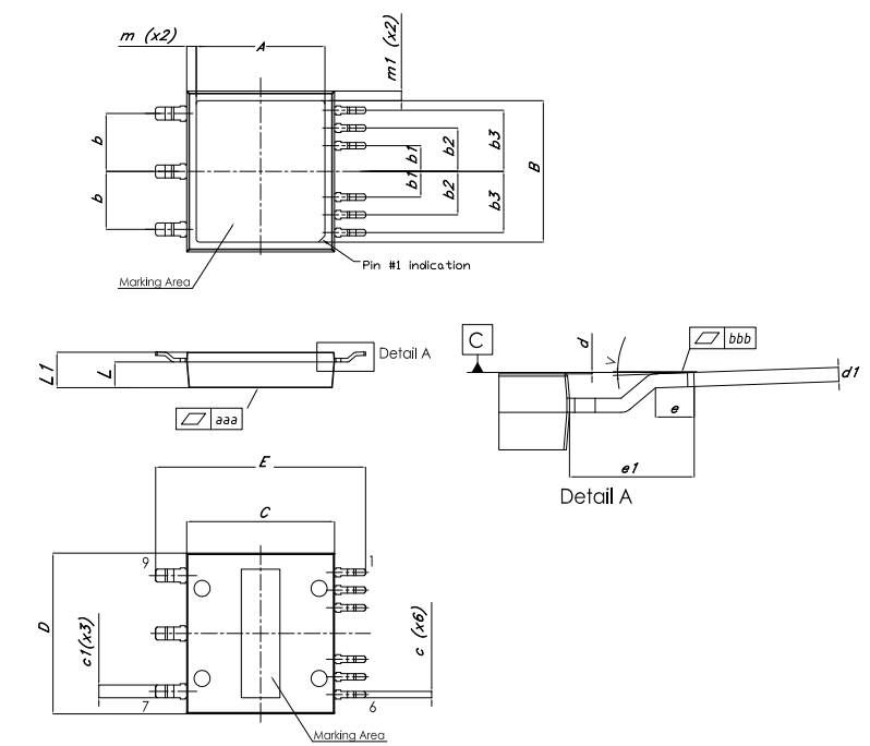 Plan mécanique - STMicroelectronics MOSFET de puissance SH63N65DM6AG 