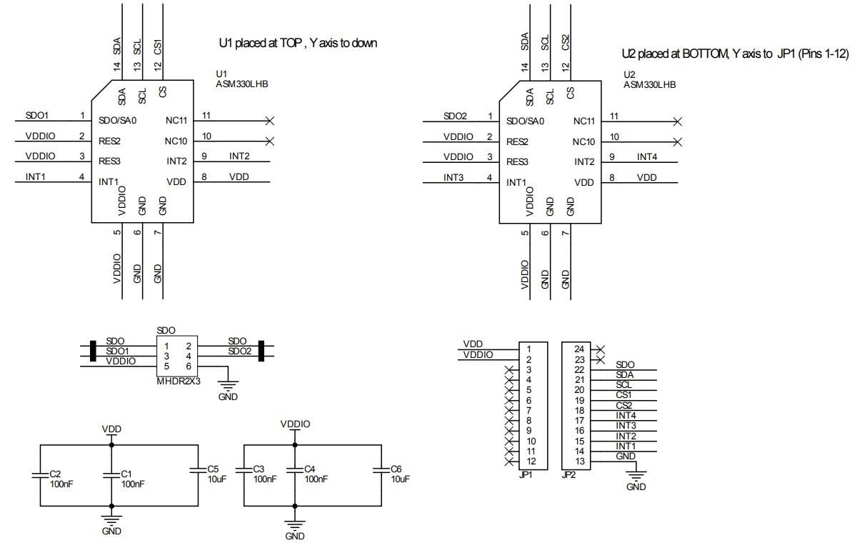 Schéma - STMicroelectronics Carte adaptateur 2xASM330LHB STEVAL-MKI236A